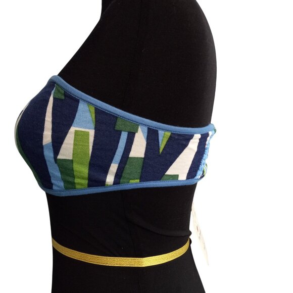 Free People M Medium Bra Top Blue Geo C Strapless Bandeau Womens Clothing NEW - Picture 2 of 8